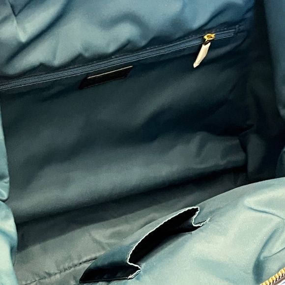 Furla dark green nylon & black leather tote satchel, cross-body, two-way. - Picture 8 of 16